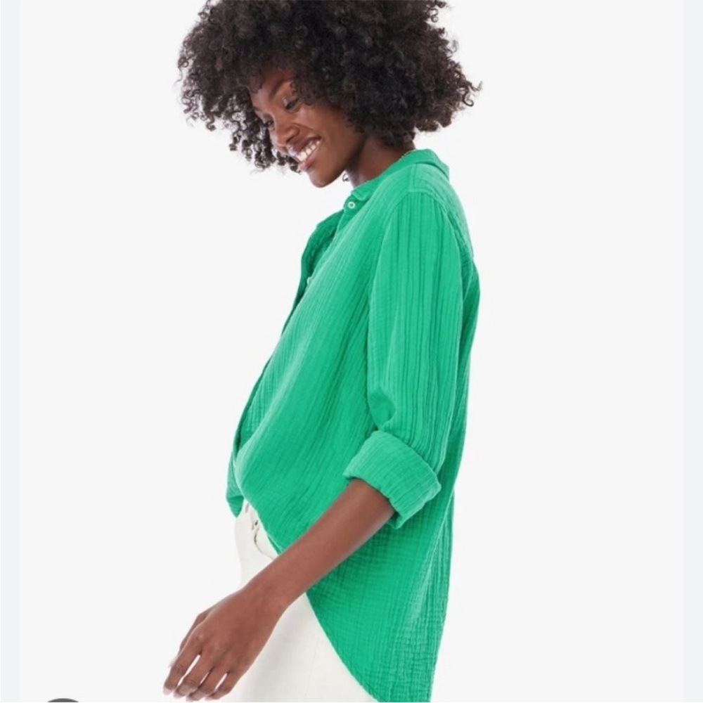 XiRENA Chelsea Gauze Scout Button Down Shirt Apple Green Large - Picture 4 of 14